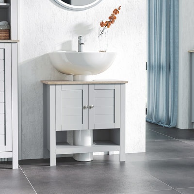 Bathroom Vanity Cabinet For Under Sink, Gray, With Adjustable Shelf Setup Gray Sink , Space Utilization