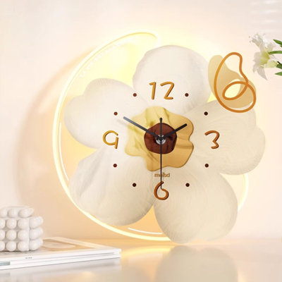 Cream Colored Flower Shaped Acrylic Wall Clock