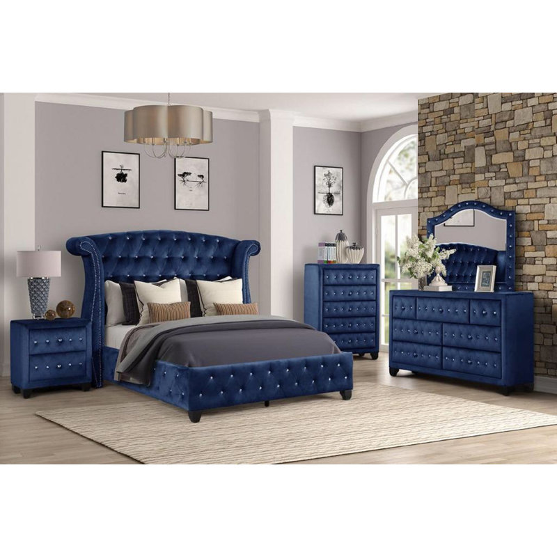 Ensemble de grand lit 4 pièces, Bleu