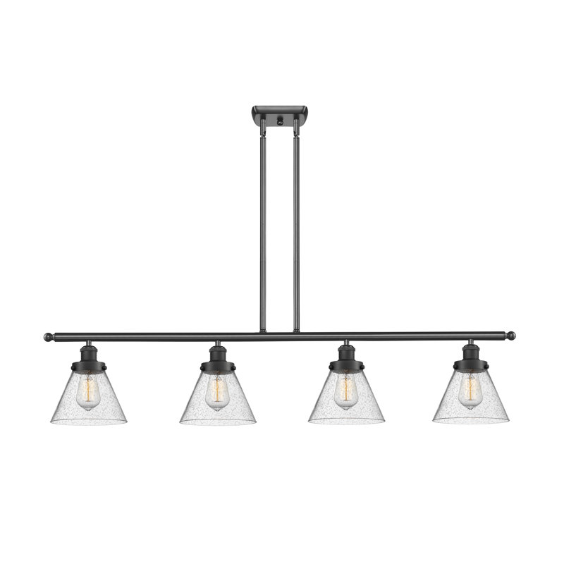 Luminaire pour îlot 4 lumières Cone, DEL, Grainé, Noir mat