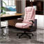 Fauteuil de bureau massant et vibrant à 6 points avec fonction chauffante, dossier haut en velours pour un confort et un soutien optimaux, rose-1048902575