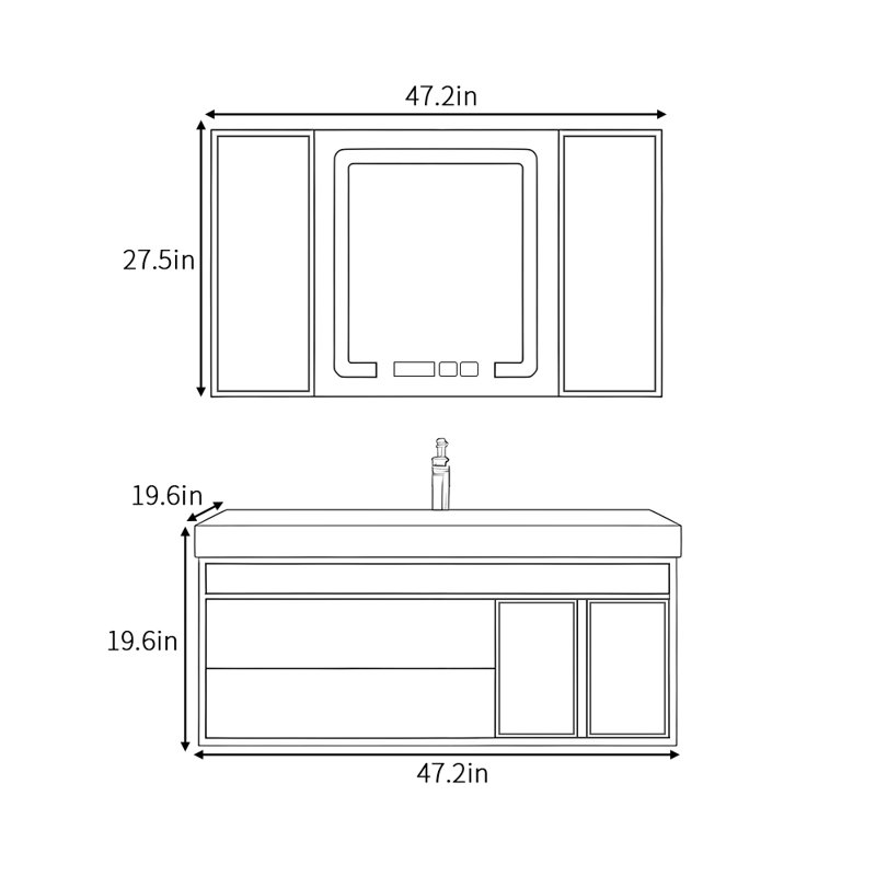 Modern simple light luxury bathroom cabinet, Dark Gray