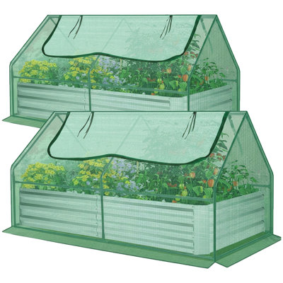 Lit de jardin surélevé galvanisé Denishia 2PCS 6x3x1ft Denishia avec couvercle