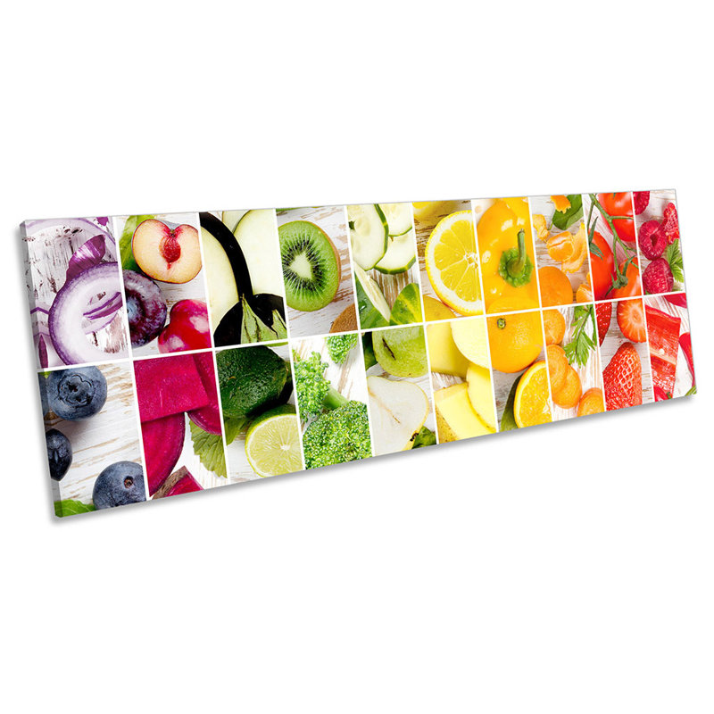 Fruit And Veg Collage Kitchen - Wrapped Canvas Panoramic Print, 30.48cm H x 91.44cm W x 2cm D