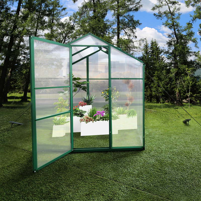 Cadre en aluminium et panneaux en polycarbonate résistants au vent pour serre toutes saisons 6 pi x 6 pi Gain