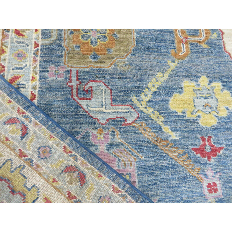 Tapis oriental oriental bleu noué à la main 9 pi 5 po x 11 pi 7 po 1DE92D6F0B6443D2B6C7CE62AA34C3EF