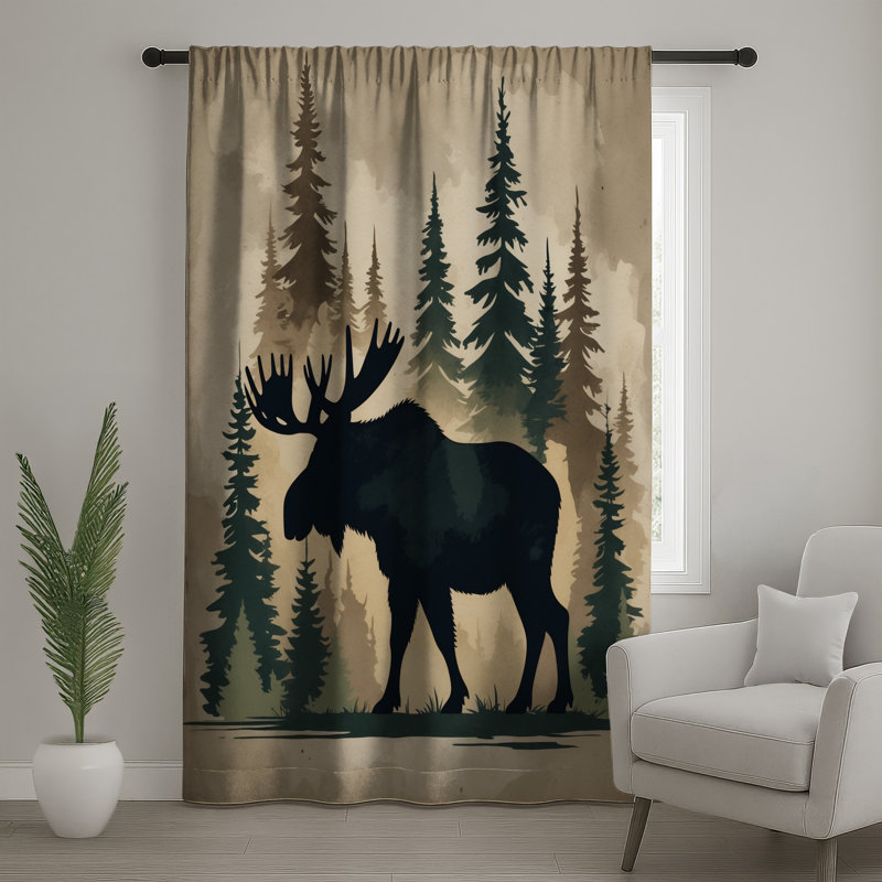 Moose In Forest, 50 po x 92 po - 1 panneau, Transparent