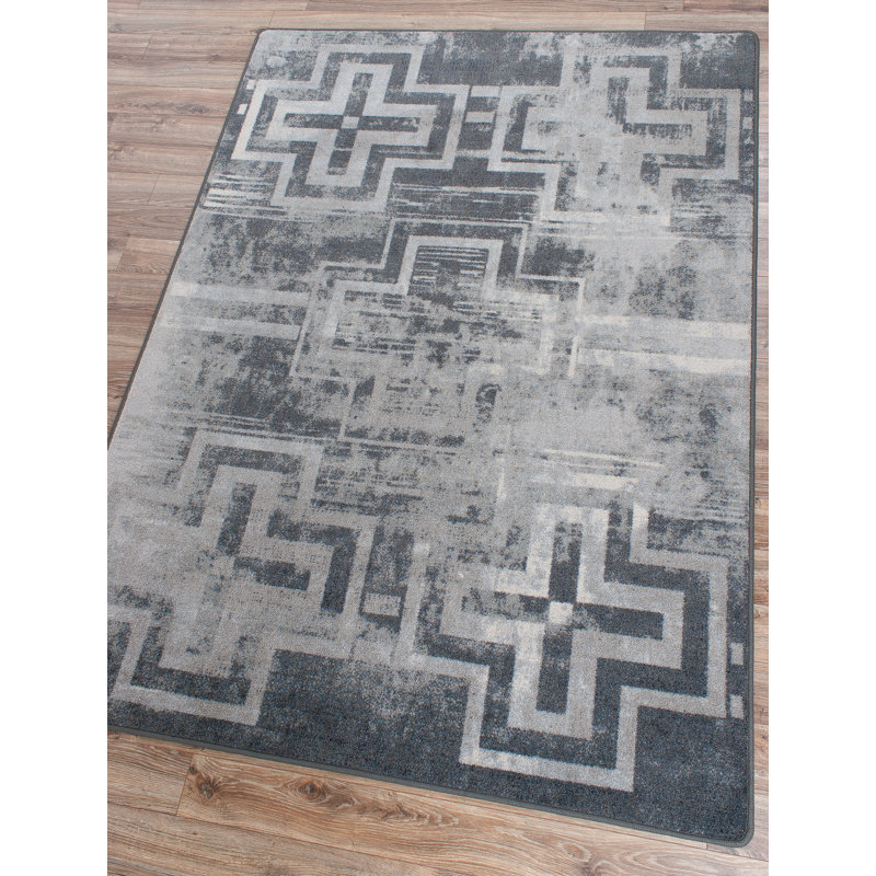 Tapis gris à motif géométrique Wynnewood, Rectangle 5 pi x 8 pi