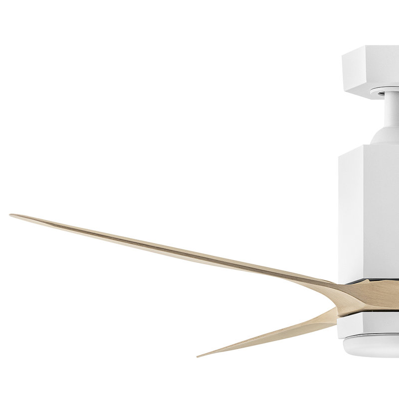 Ventilateur de plafond avec lumières DEL Brocken, Blanc mat / naturel, 60"