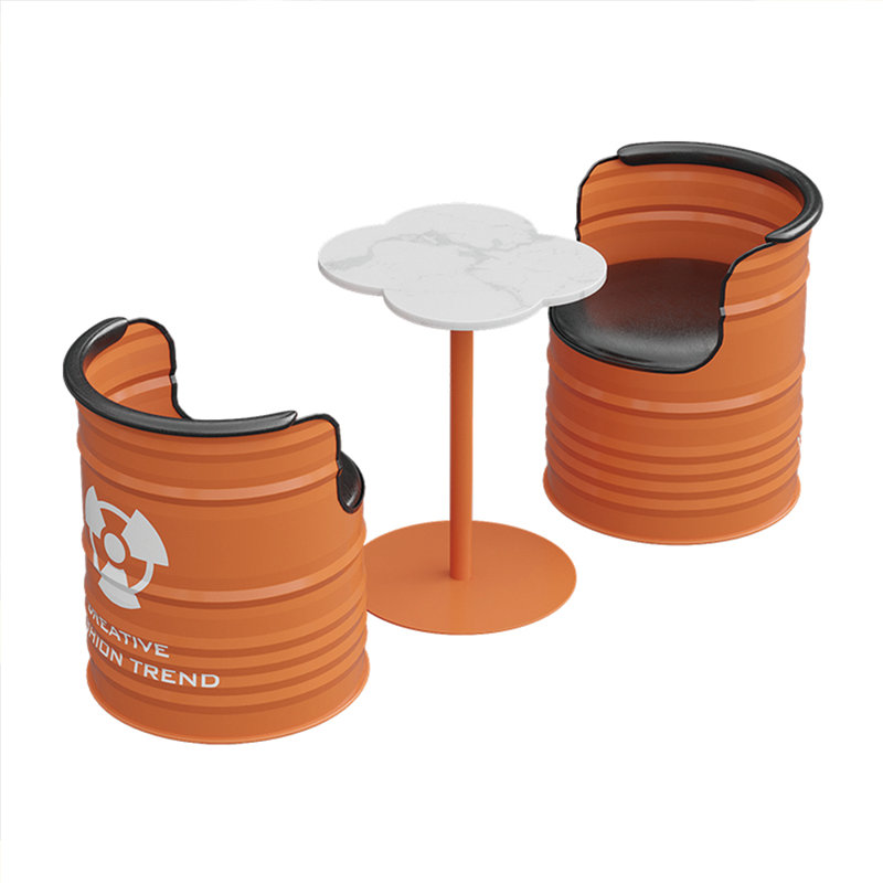 Ensemble de salle à manger rond 21,5 po Khayri, Orange, Orange, Ensemble de salle à manger 3 pièces