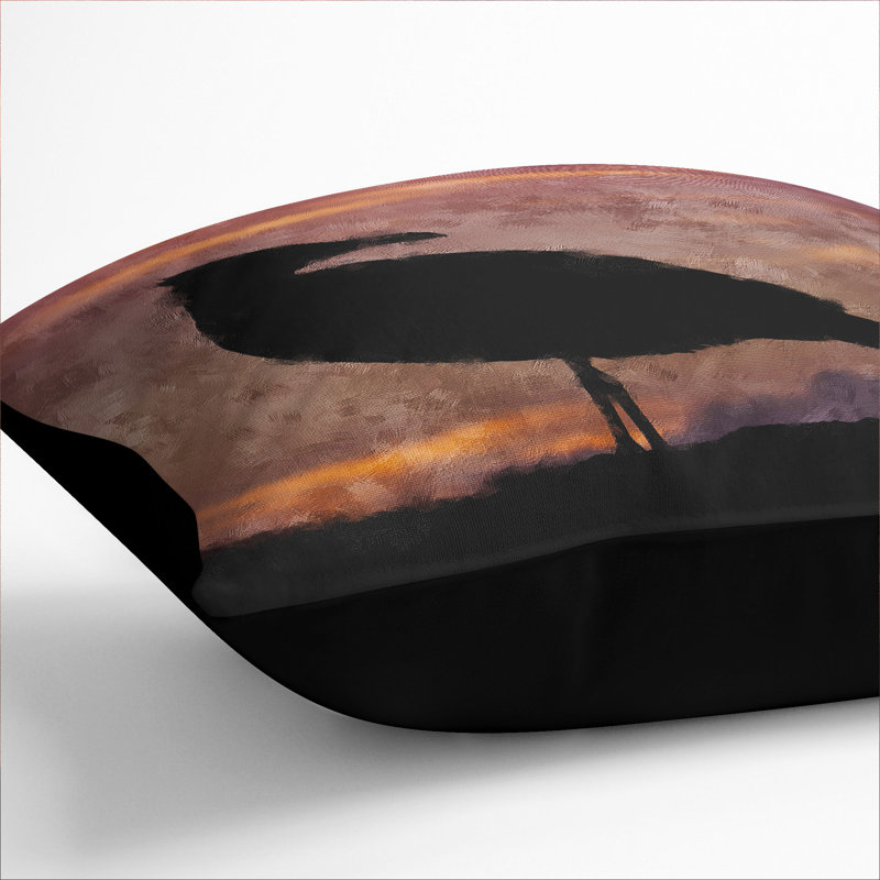 Seagull and Purple Sunset Scatter Cushion, Black, 55cm H x 55cm W x 20cm D