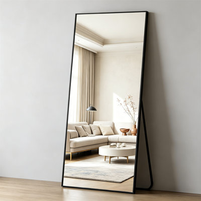 Full Body Floor Mirror, Bedroom Full Body Mirror With Bracket, Can Be Tilted, Standing Or Hung Horizontally/Vertically For Use