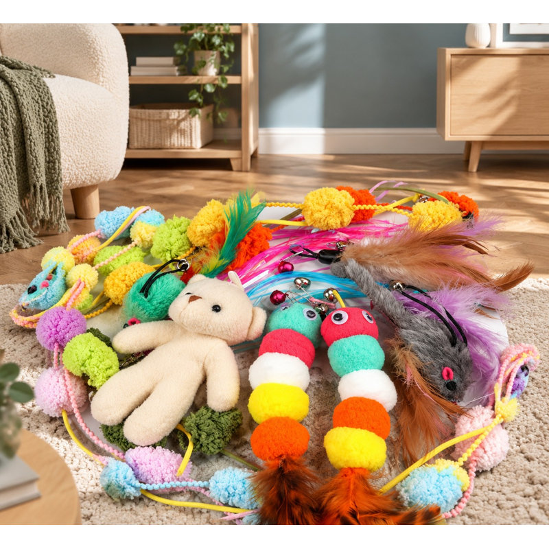 Ce kit contient 12 recharges et accessoires de rechange pour les baguettes à plumes pour chats.