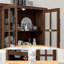 Pfarr 63" W Farmhouse Wood Sideboard with Glass Doors and Adjustable Shelves, Brown-414355244