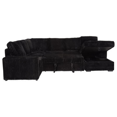 Thurston Black Storage Sectional Sofa