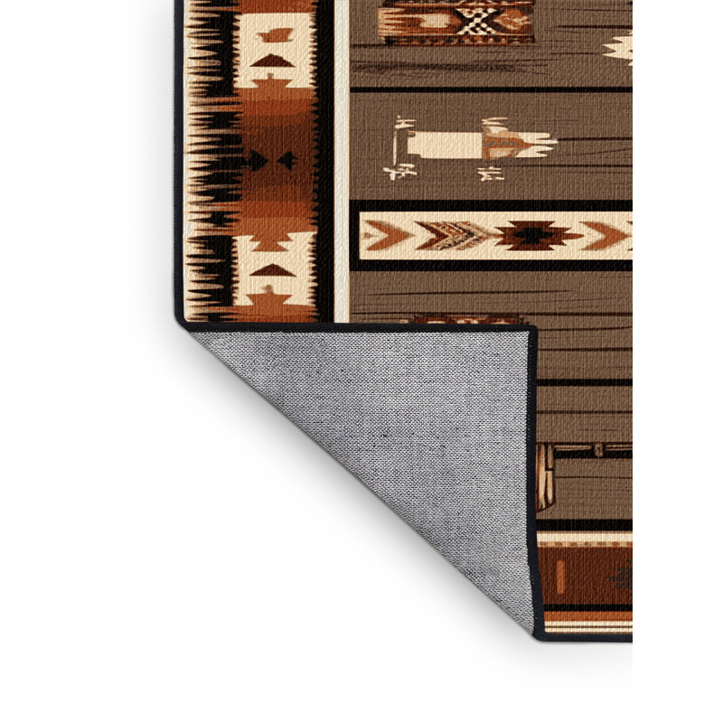  Washable Western Ranch Southwestern Area Rug, Rectangle 2' x 3'