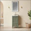 Meuble-lavabo sur pied vert simple entièrement assemblé de 18 po avec plateau en céramique à 3 trous