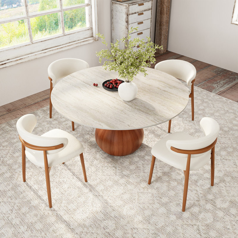 Ensemble de tables de salle à manger Modern Kitchen, H 29,52 po x l 59 po x P 59 po, 7 pièces : table, 6 chaises, Brun