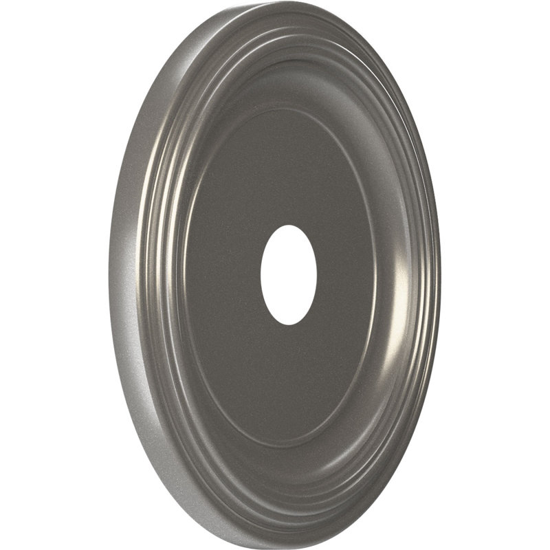 Médaillon traditionnel en PVC thermoformé pour plafond, Acier foncé vieilli, H 19 po x l 19 po x P 1,5 po