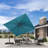 10' Square Lighted Cantilever Swivel Umbrella with Solar Powered LED Swivel and Base-67120586