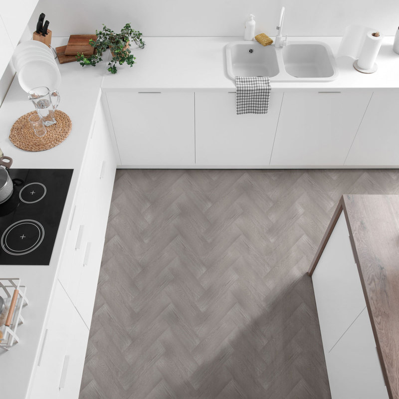 45.72 cm x 15.24 cm Vinyl Floor Tiles, 50 Per Pack, Charcoal Oak