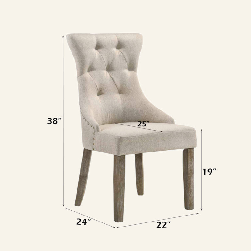 Anson Tufted Velvet Dining Chairs with Nailhead Trim, Velvet Beige