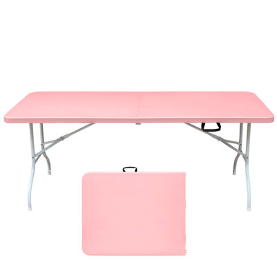 6Ft Pink Outdoor Folding Camping Table - Portable, Strong, Waterproof, Stable Structure For Parties High Load Capacity,