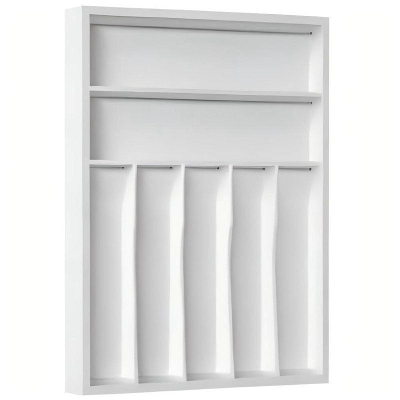 Organisateur d'ustensiles, organisateur de tiroir à couverts - Organisateur de couverts en bambou à 7 emplacements, séparateur multifonctionnel pour couverts de cuisine, accessoires pour cheveux, outils de réparation, ensemble d'art L13” x l17” (Blanc)