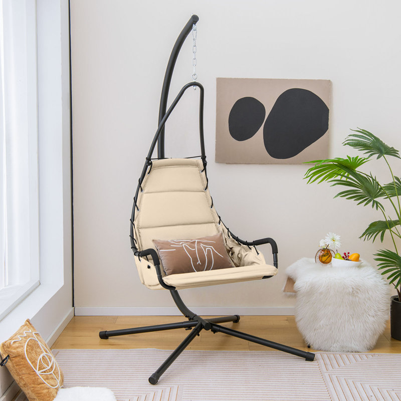 Saley Hanging Chair with Stand, Beige