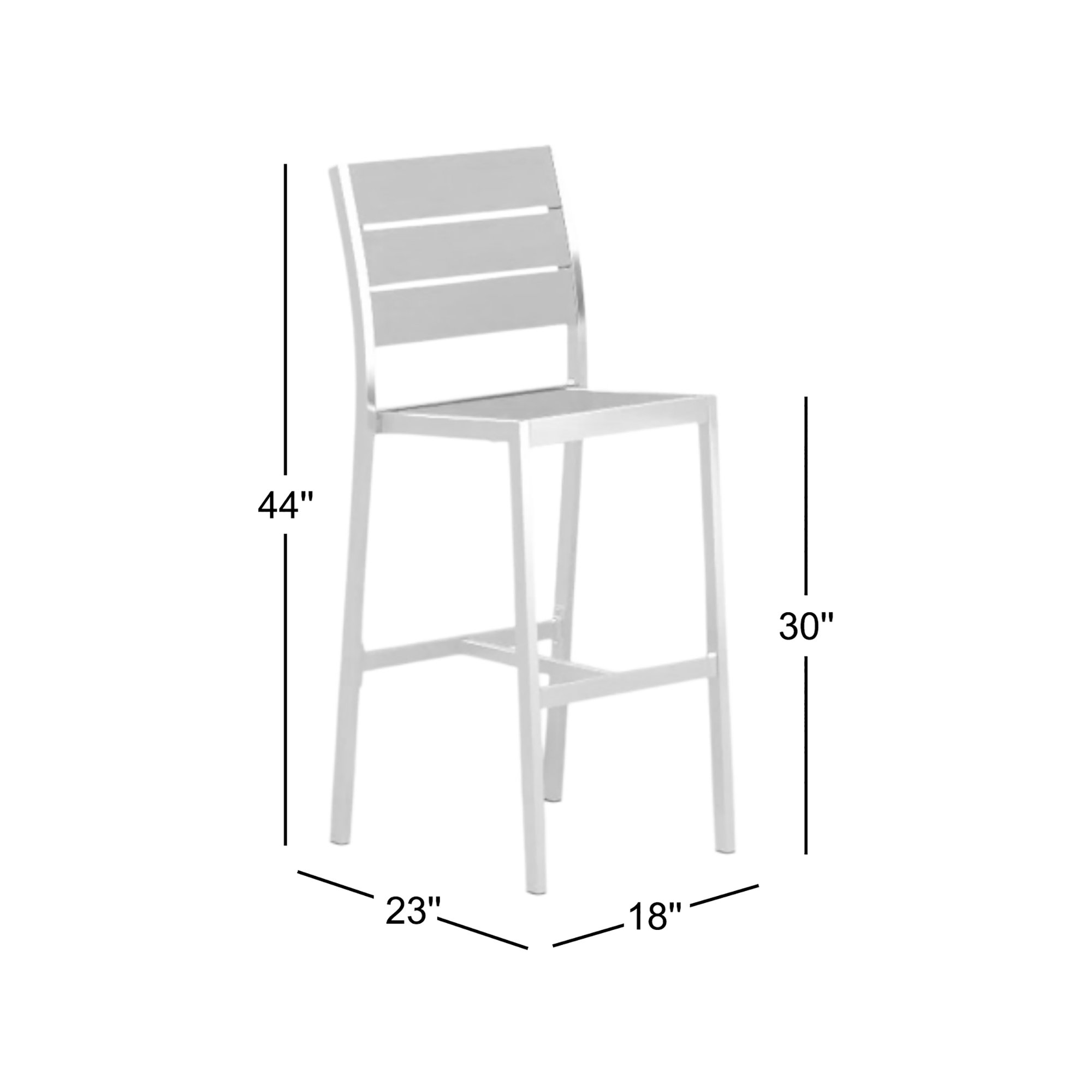 Betty 30" Patio Bar Stool, Gray/Silver