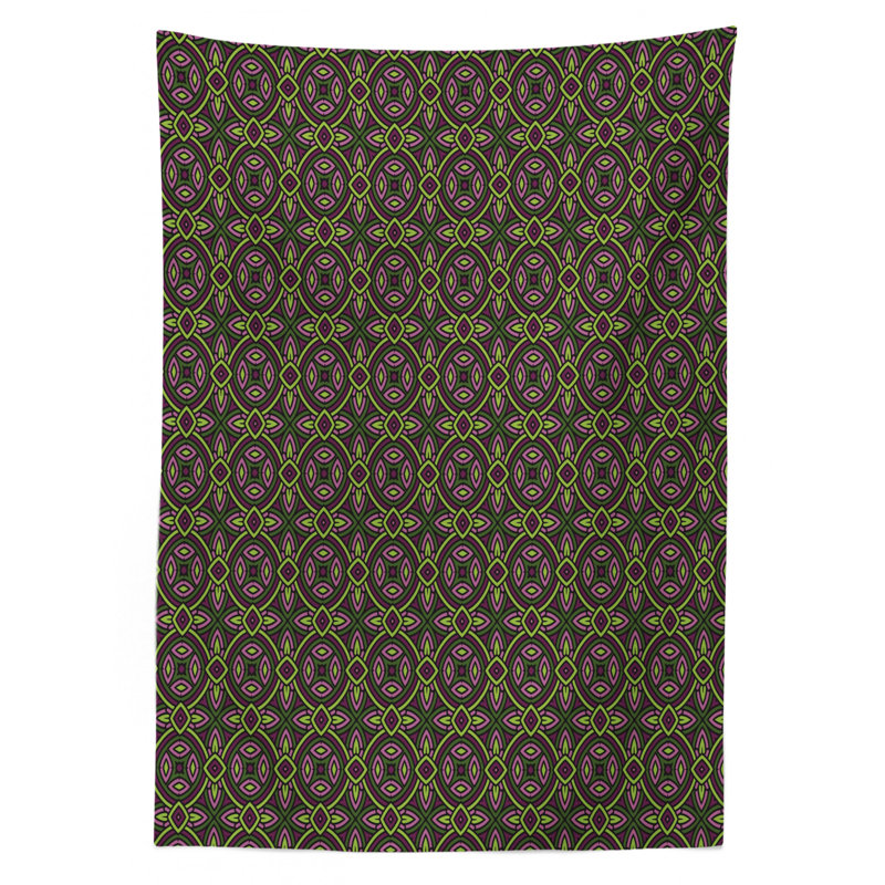 Nappe celtique, motif floral celtique héraldique symbolique, image historique de formes liées, housse de table rectangulaire pour décor de cuisine de salle à manger, 52 po x 70 po, vert mauve