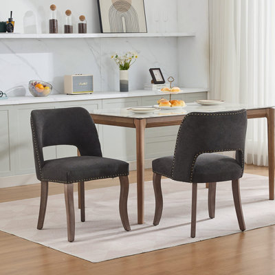 Ensemble de 2 chaises de salle à manger en bois, chaise d'appoint rembourrée moderne pour la salle à manger de cuisine