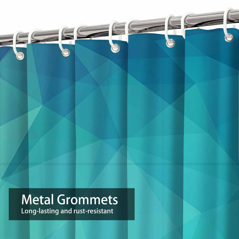Rideau de douche à motif géométrique triangles bleu marine avec 12 crochets, L 72 po x l 84 po