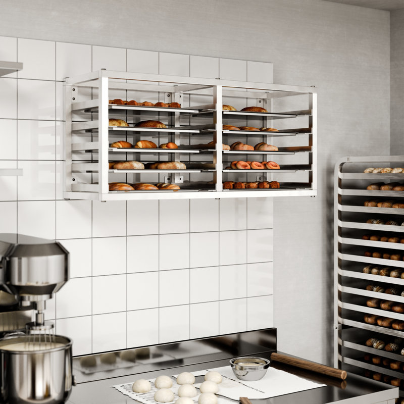 AmGood 10 Tier Wall Mounted Half Size Sheet / Bun Pan Rack. 40 in. x 13 in. x 18 in.