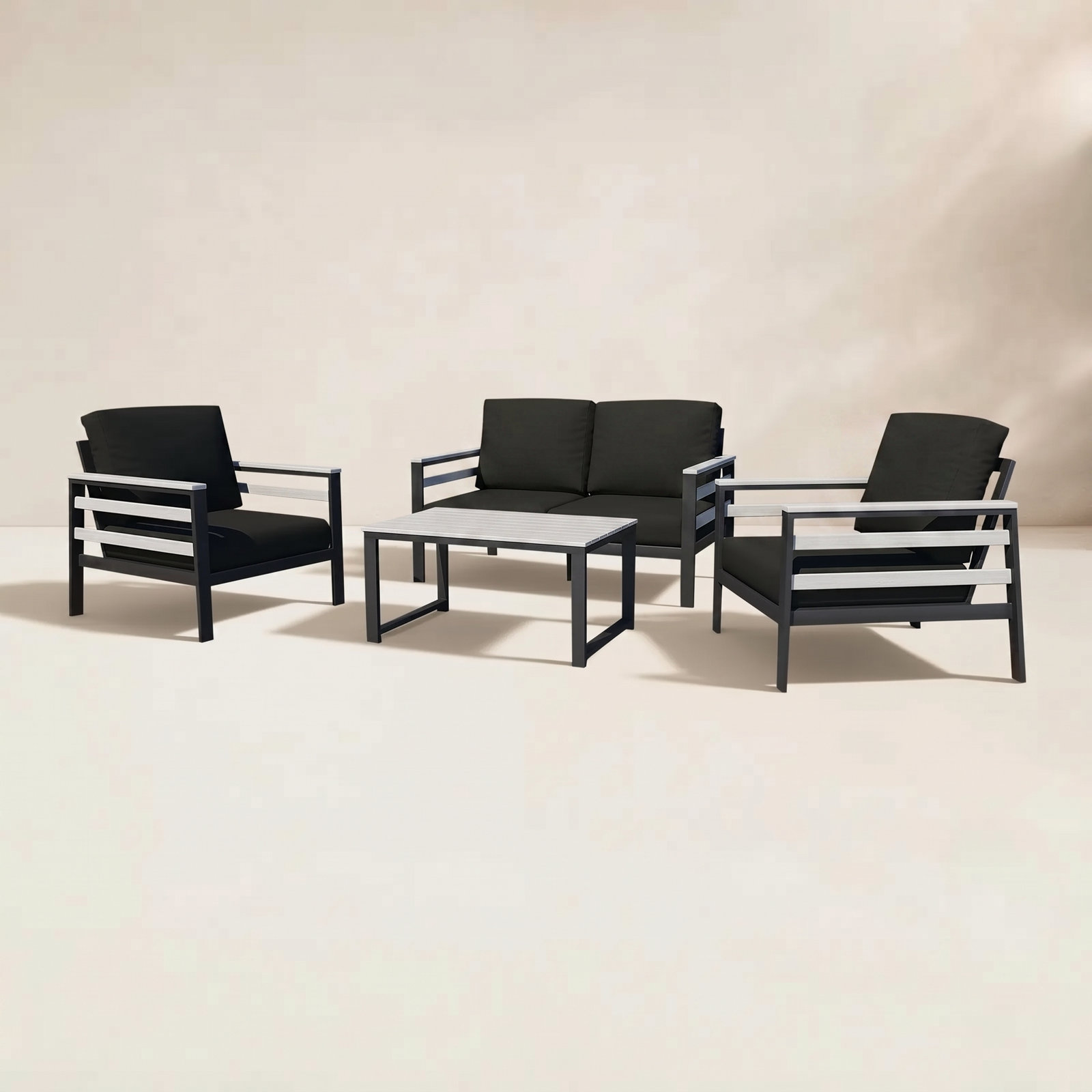 Townsend - Person Patio Conversation Set with Cushions, Canvas Black Sunbrella® Canvas