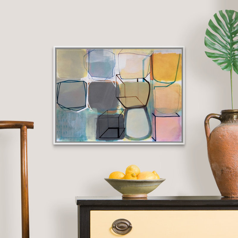 Reproduction d’art sur toile, "Paper abstract 2" par Naomi Taitz Duffy, H 20 po x l 26 po x P 1,75 po, Cadre blanc