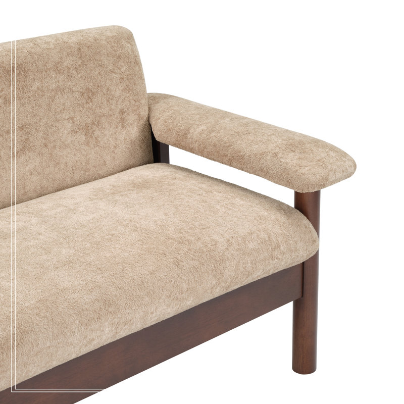 Brucker en chenille avec accoudoirs coussinés, Marron clair
