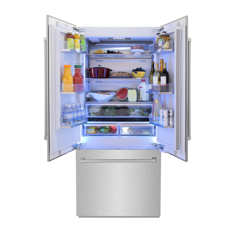 ZLINE 36" 19.6 cu. ft. Built-In 3-Door French Door Refrigerator with Internal Water and Ice Dispenser, Matte Black
