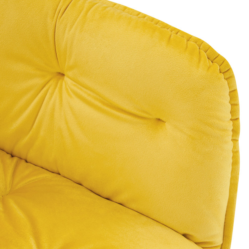 Dining Chairs Set, Accent Chair with Golden Legs and Padded Seat, Lemon Yellow