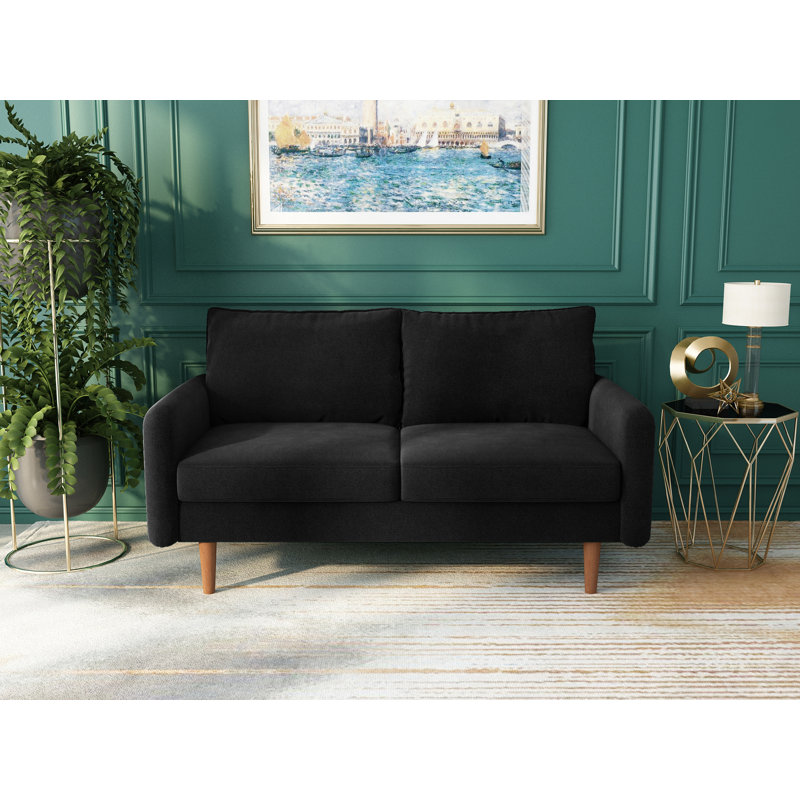 Morrone 57.8'' Velvet Loveseat, Black 