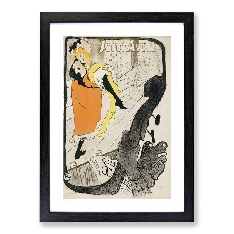 Dancer Jane Avril by Henri De Toulouse-Lautrec - Picture Frame Painting, Black, 36cm H x 27cm W x 2cm D