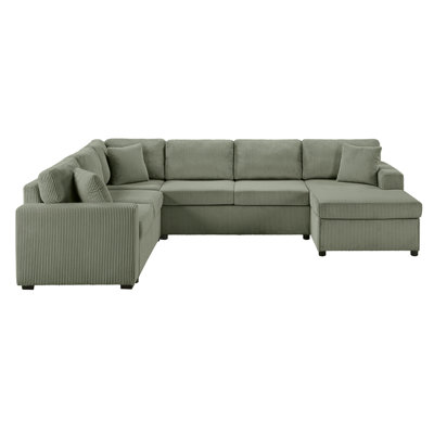 Oversized Sectional Sofa 115.3" U-Shaped Sofa With A Chaise Lounge And Three Soft Throw Pillows For Living Room