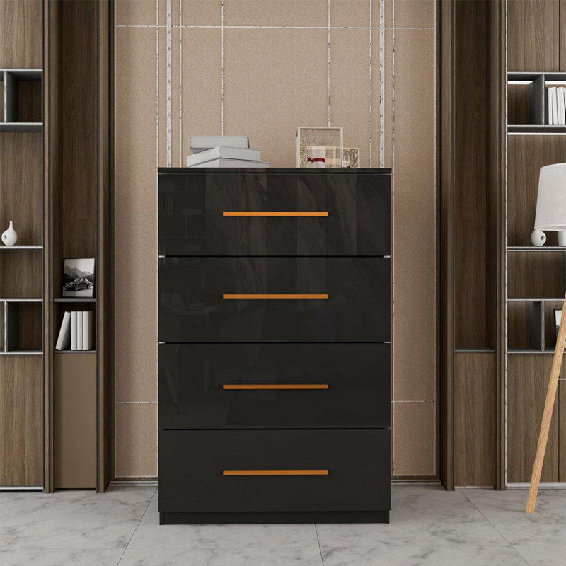 80 cm W Chest of 4 Drawers, Black