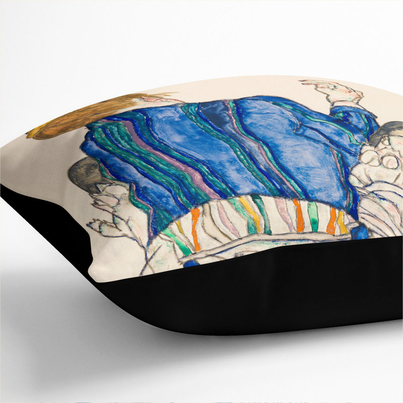 Seated Woman Vol.2 Square Throw Cushion, Black, 40cm H x 40cm W x 15cm D