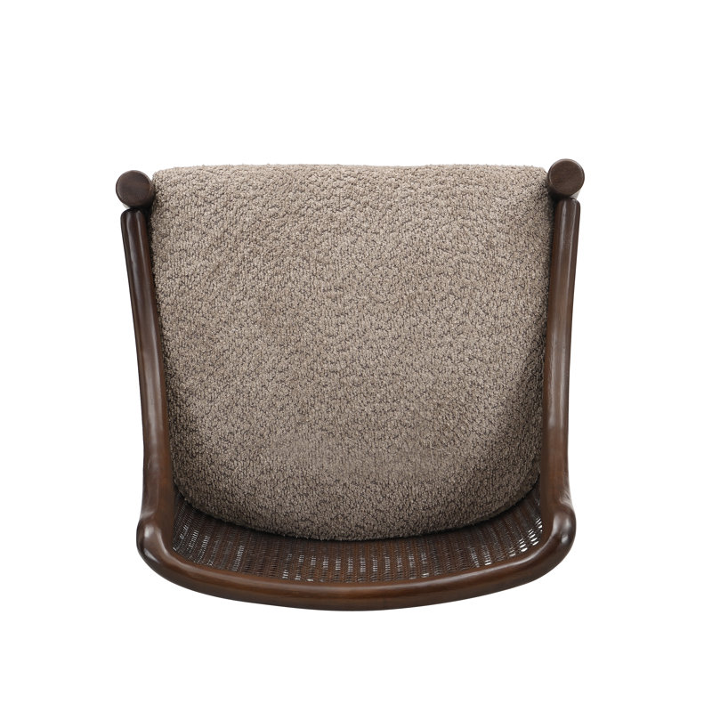 Tabouret de bar moderne Paxon en bois d'hévéa massif, hauteur du siège 66,7 cm, dossier en rotin et siège rembourré, idéal pour les îlots de cuisine.