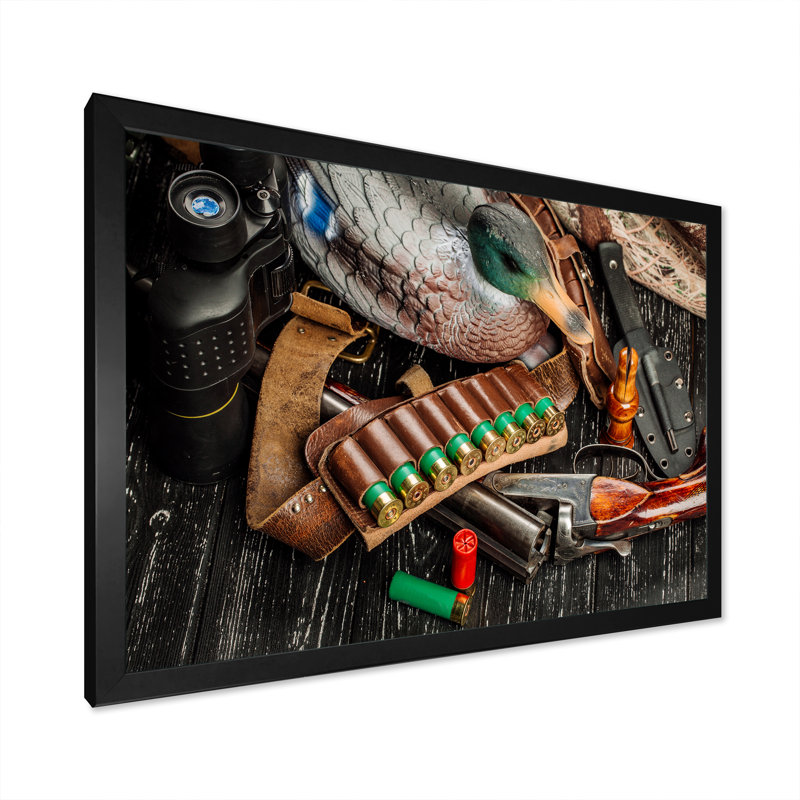 Équipement de chasse sur toile, H 12 po x l 20 po x P 1 po, Cadre simple noir