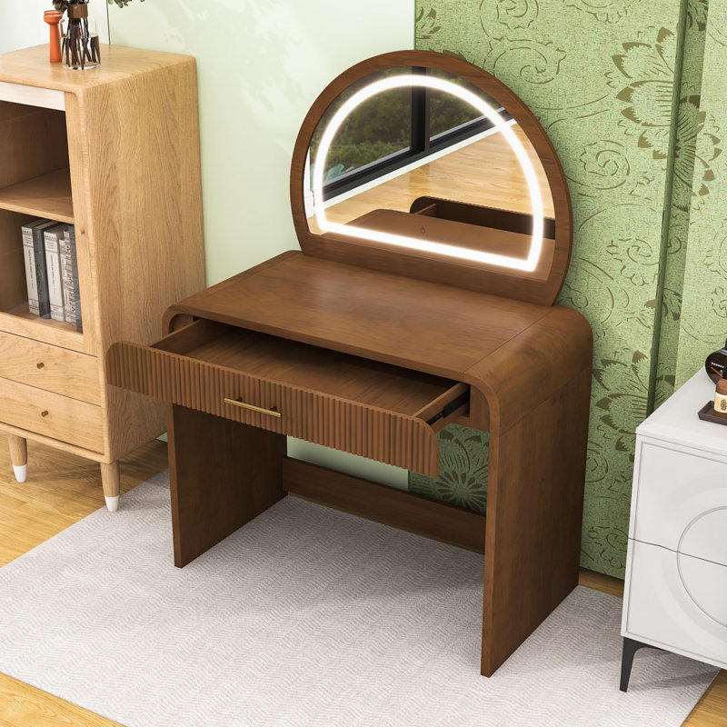 Table de coiffeuse avec miroir tactile et tiroir pour la chambre, Espresso