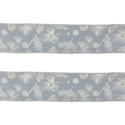 Pine and Pinecone Print Wired Ribbon