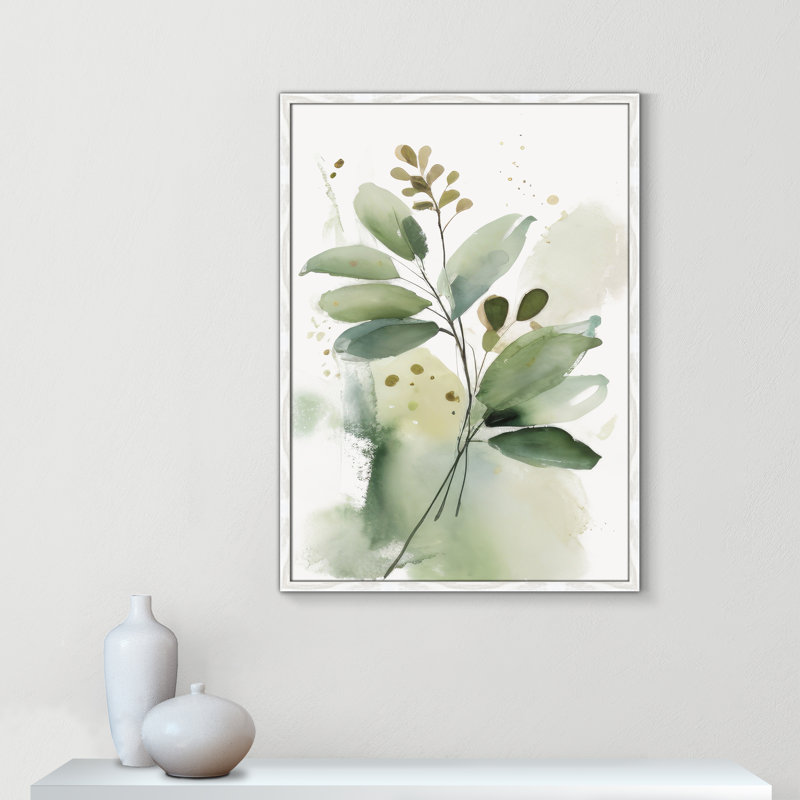 «Greenery Serenade I» par Irena Orlov, L 25,5 po x H 35,5 po, Grain de bois blanc, Impression encadrée