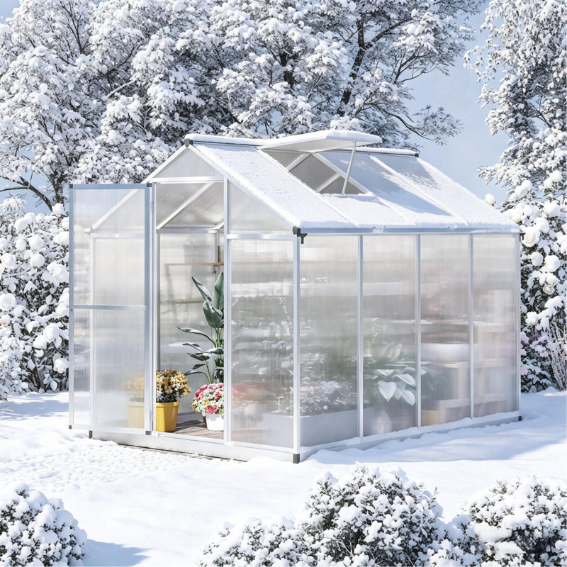 Serre d'hiver en polycarbonate avec évent pour toiture et gouttière H 8 pi x l 6 pi Winter